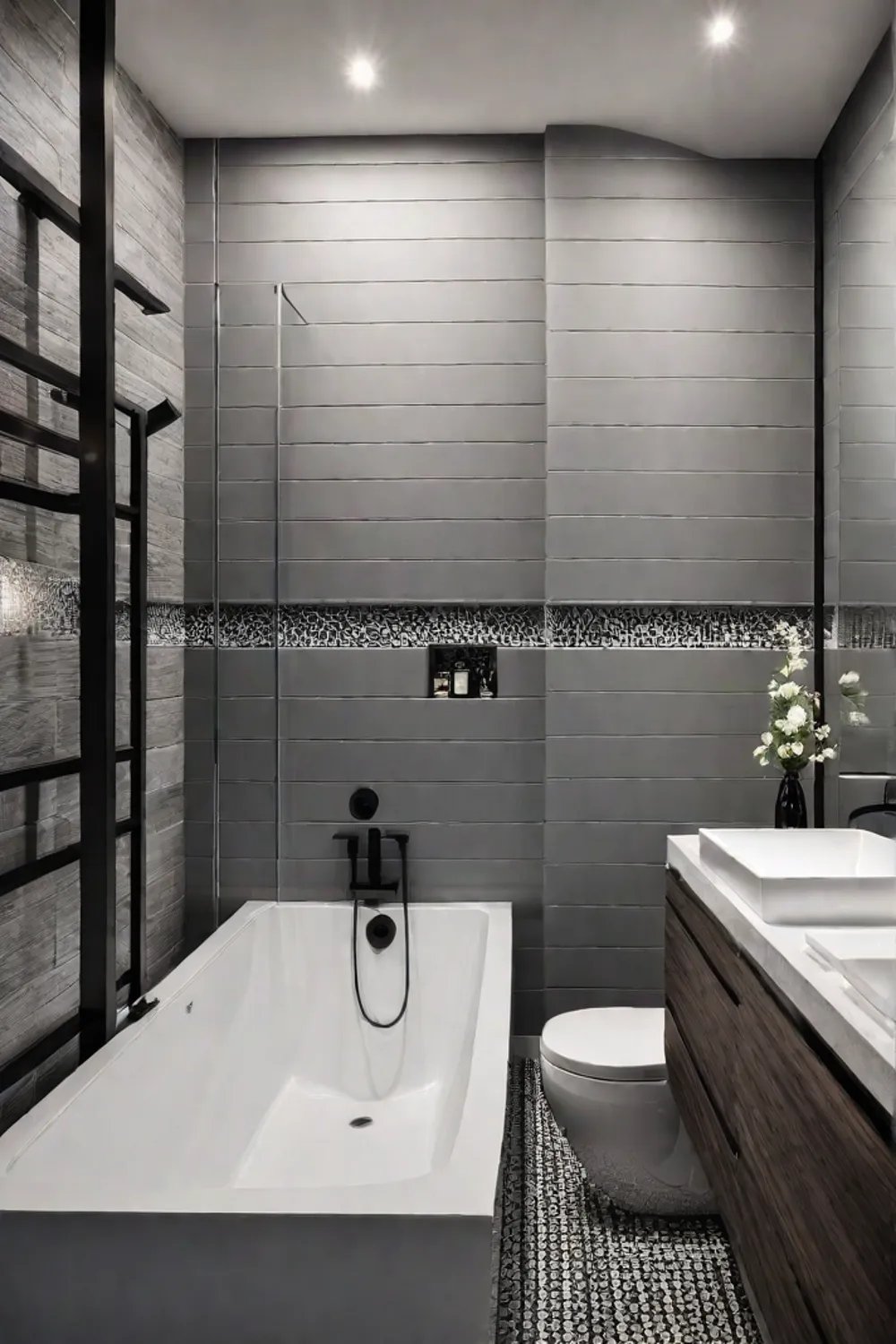 Industrial and modern small bathroom with a robust design