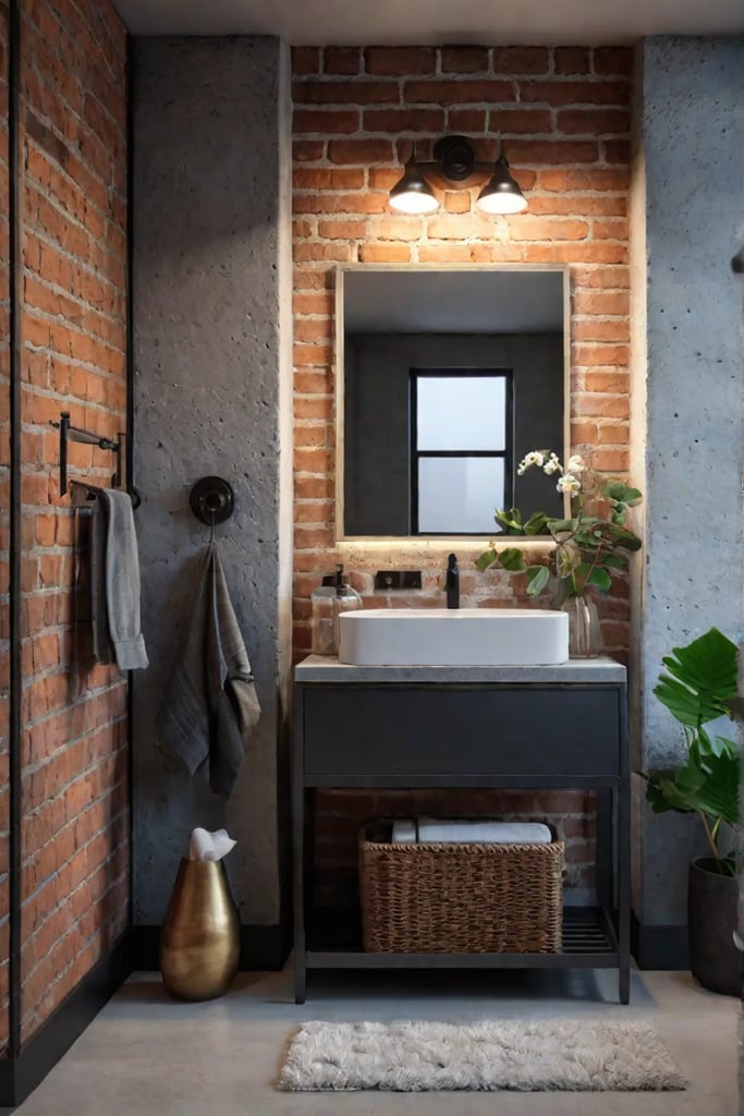 Industrial bathroom with edgy lighting