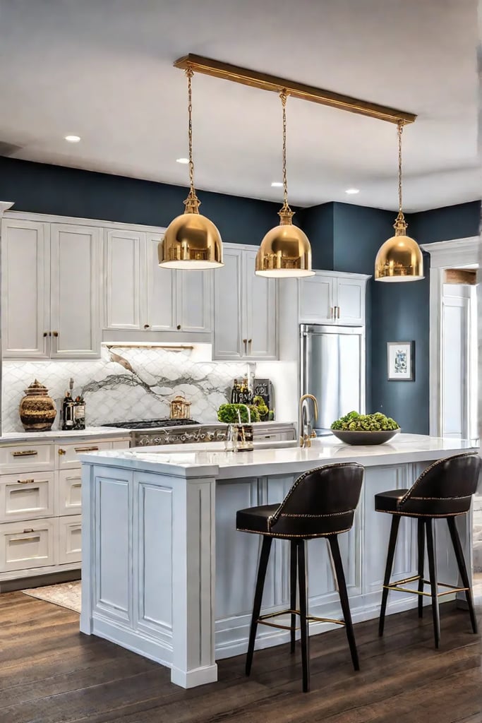 Kitchen bar area with pendant lights for a stylish and functional space