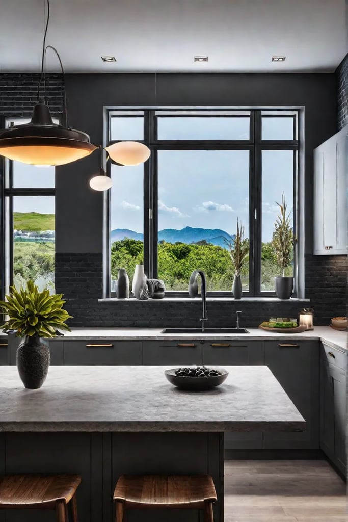 Kitchen designed for entertaining with dimmer switches and accent lighting for adjustable