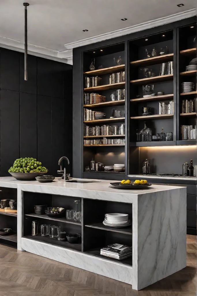 Kitchen island with builtin bookshelf 1