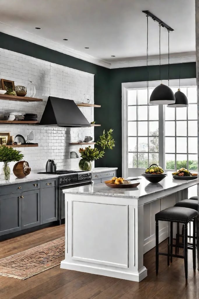 Kitchen island with builtin microwave and lower countertop