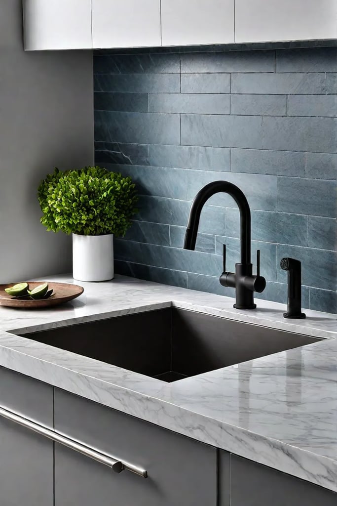 Kitchen sink area with undercabinet lighting for improved functionality