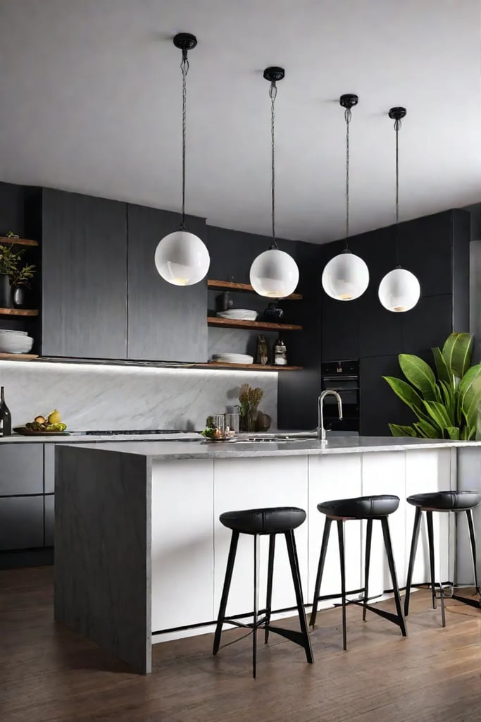 Kitchen with adjustable and dimmable lighting for versatility