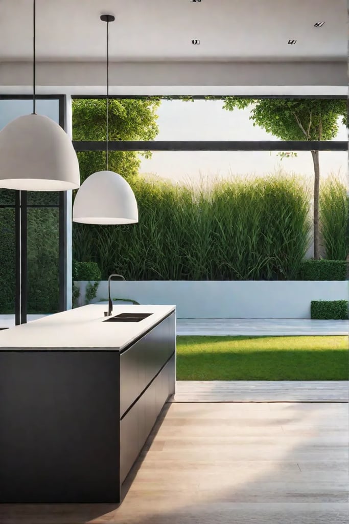 Kitchen with natural light and layered lighting