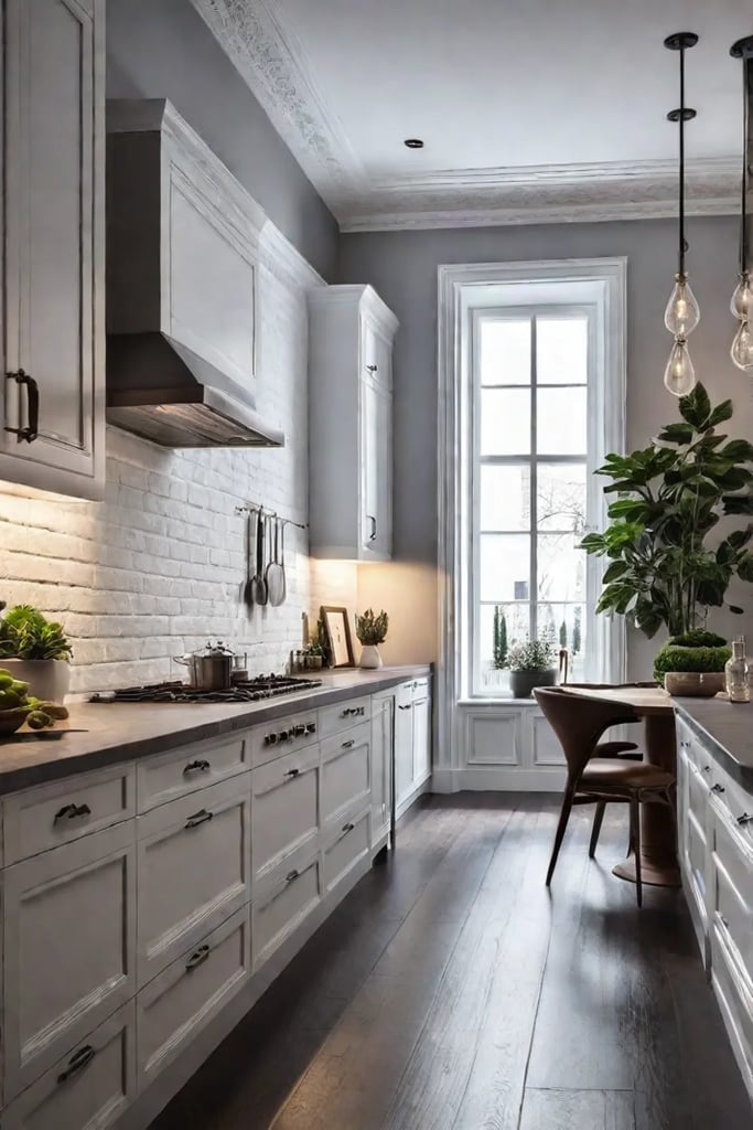 Kitchen with warm and cool lighting