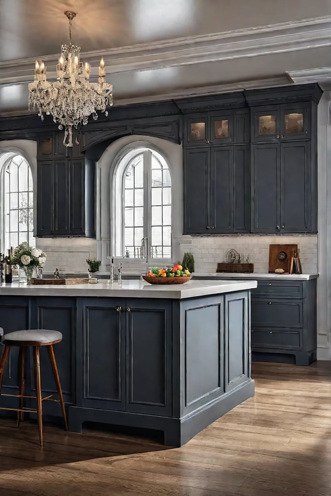 Kitchen with freestanding cabinets and unique design