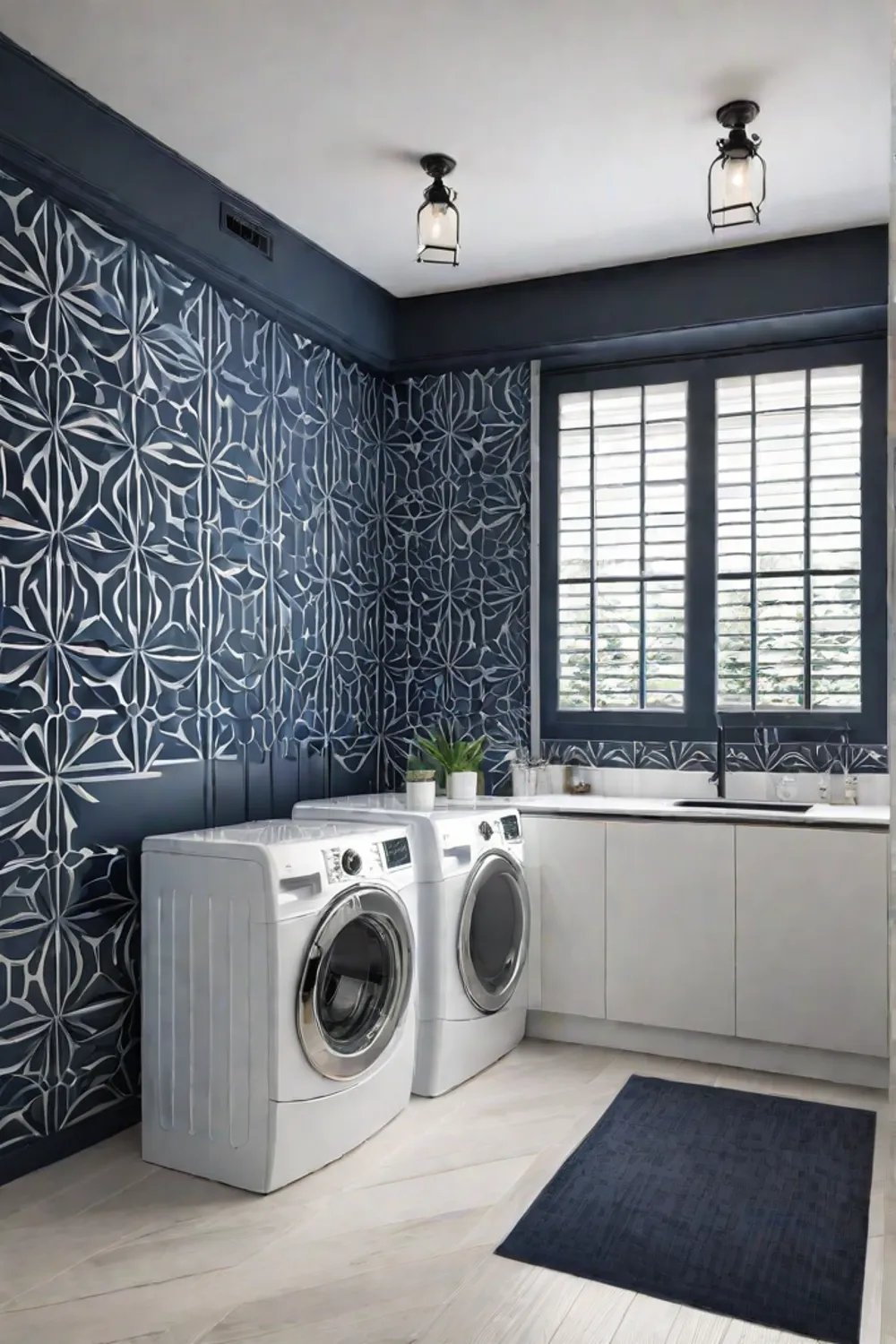 Laundry room with statement wall