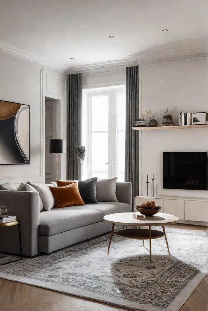 Living room with a fireplace as the centerpiece