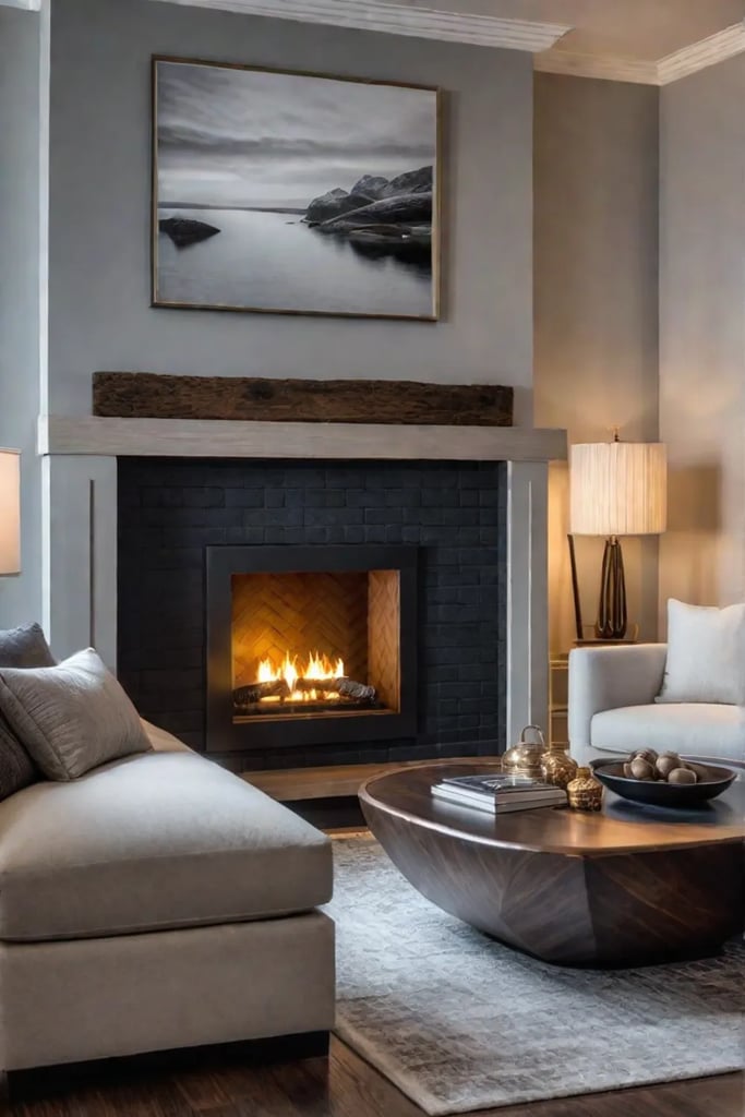 Living room with fireplace and cozy seating