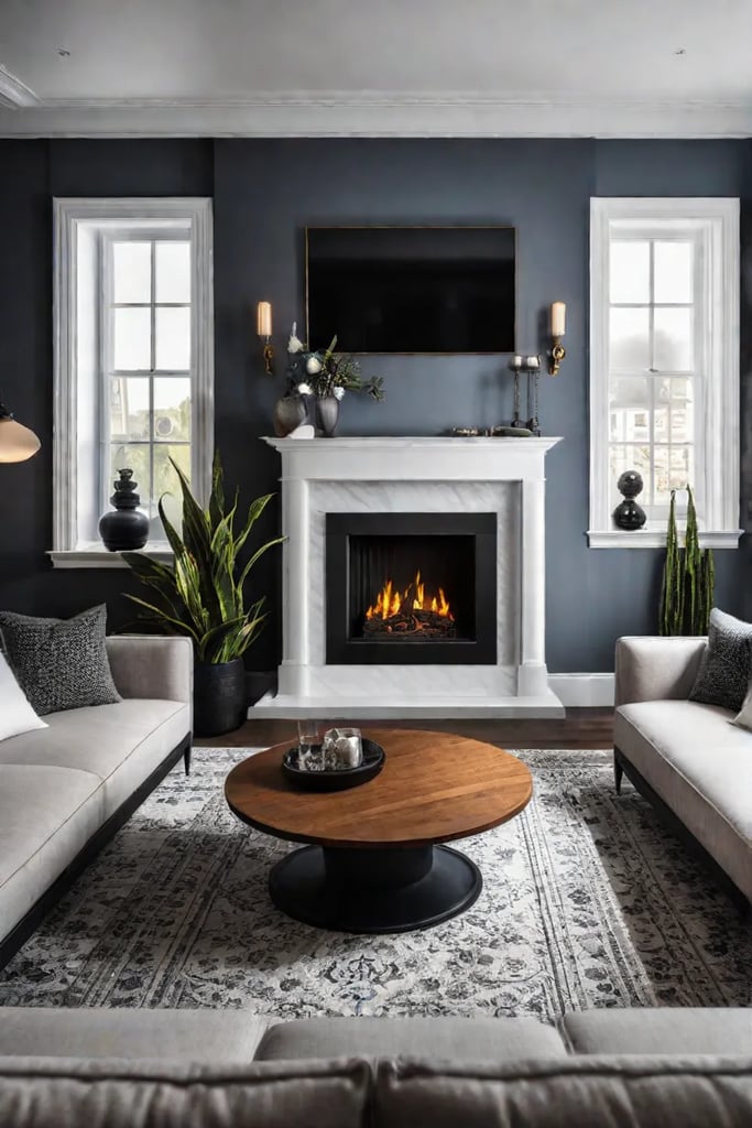 Living room with fireplace