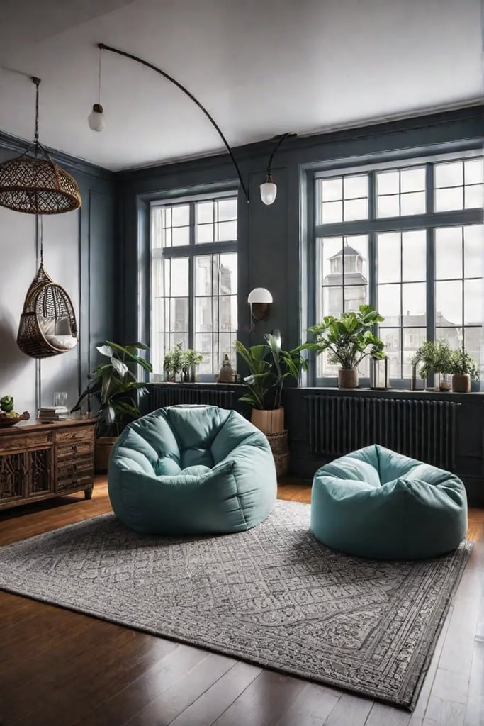 Living room with flexible seating