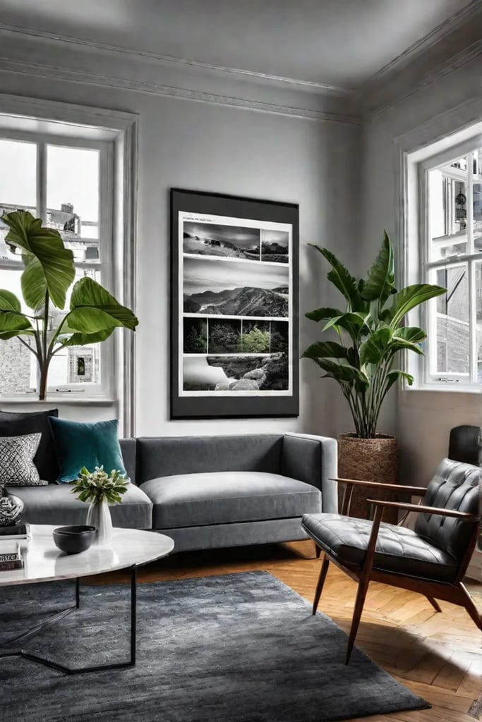 Living room with gallery wall