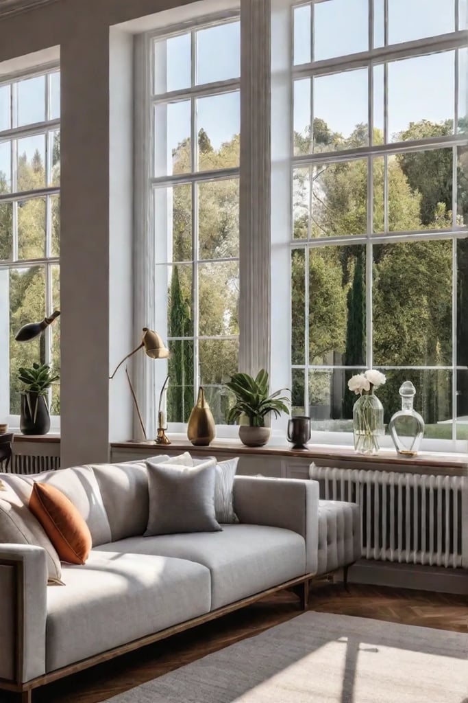 Living room with large bay window