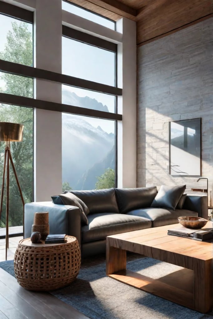 Living room with mix of natural materials