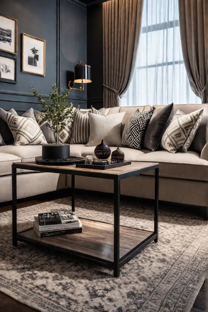 Living room with mixed patterns and textures