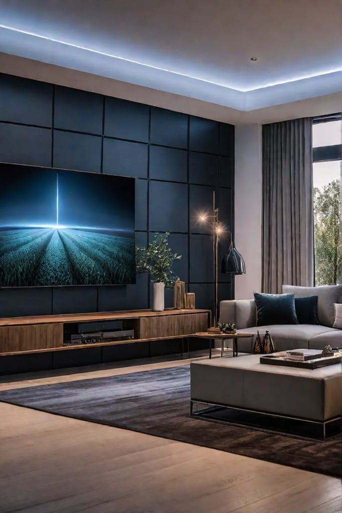 Living room with smart lighting for convenience and customization