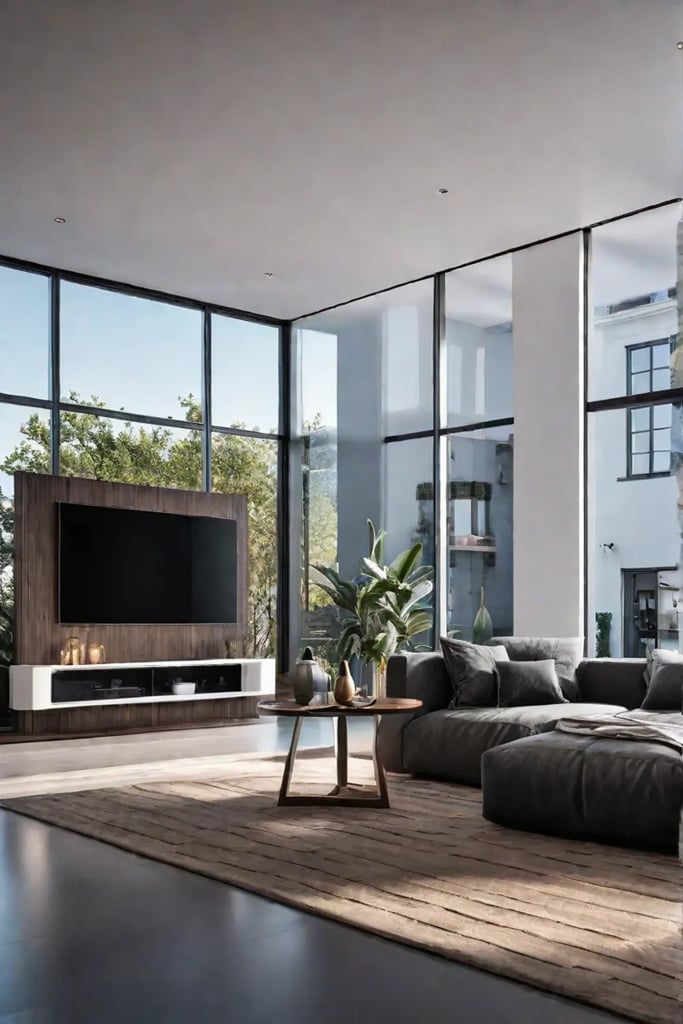 Living room with voicecontrolled smart appliances