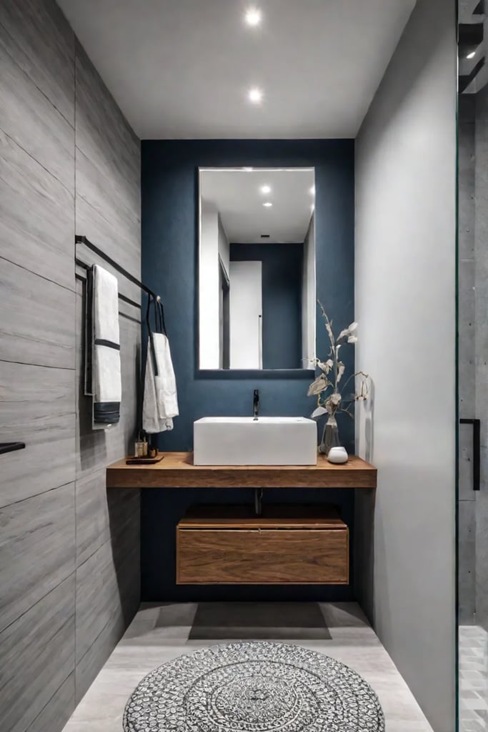 Minimalist bathroom with overhead lighting