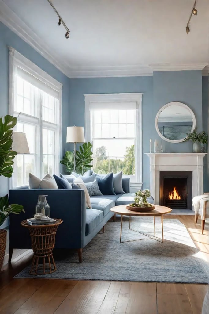 Mirrors and windows maximizing space and light in a small living area