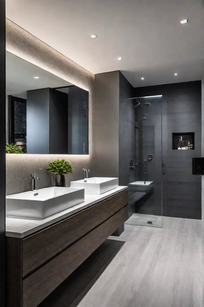 Modern bathroom with recessed lighting