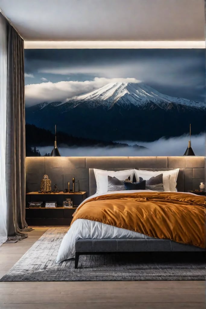 Modern bedroom with accent wall