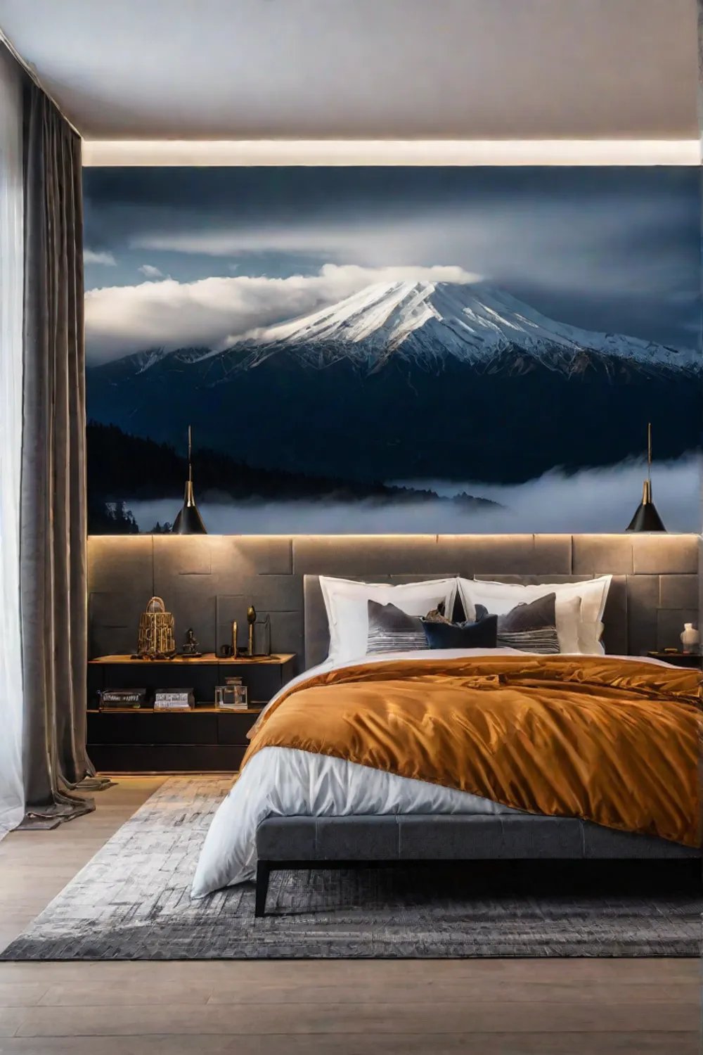 Modern bedroom with accent wall