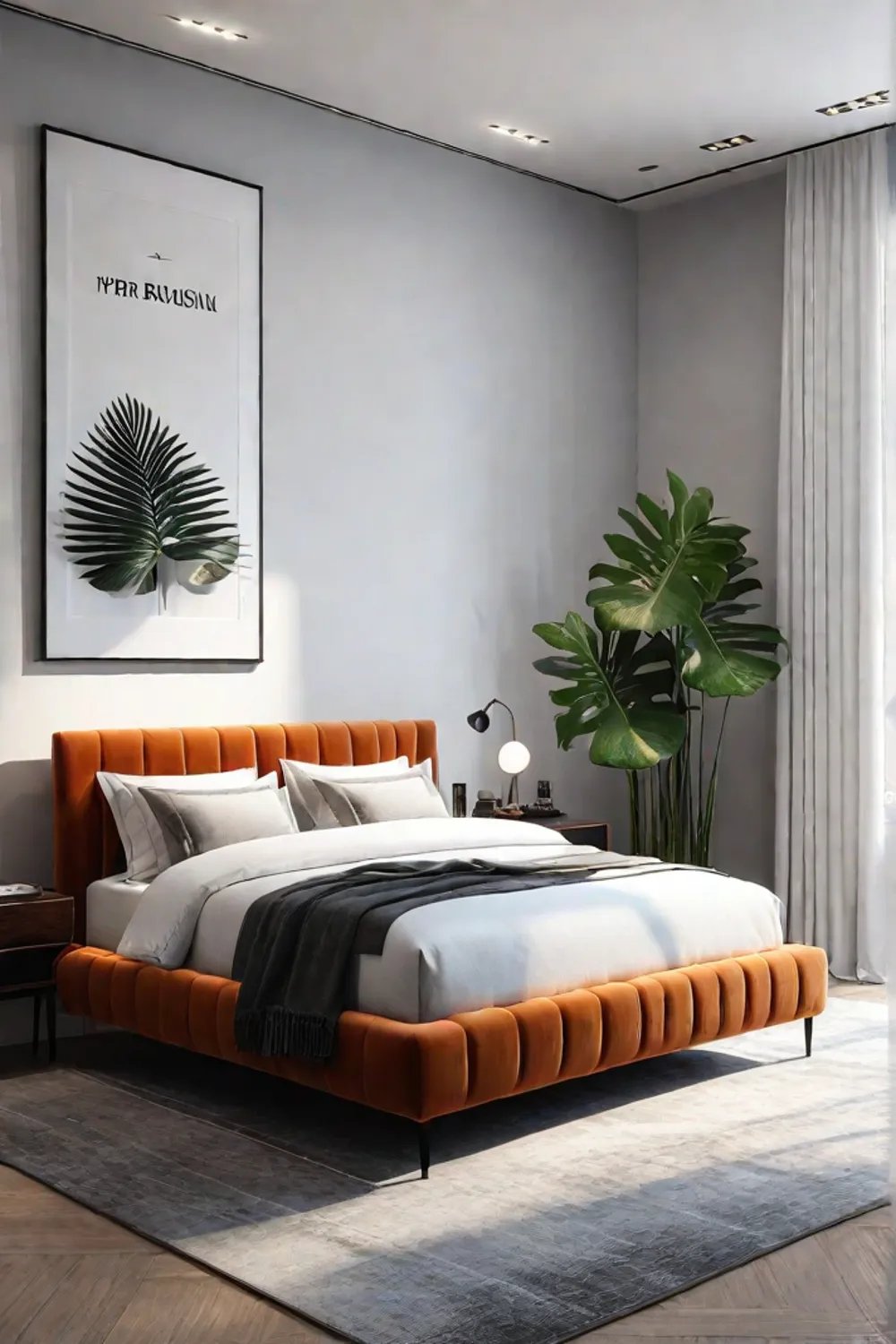 Modern bedroom with artwork