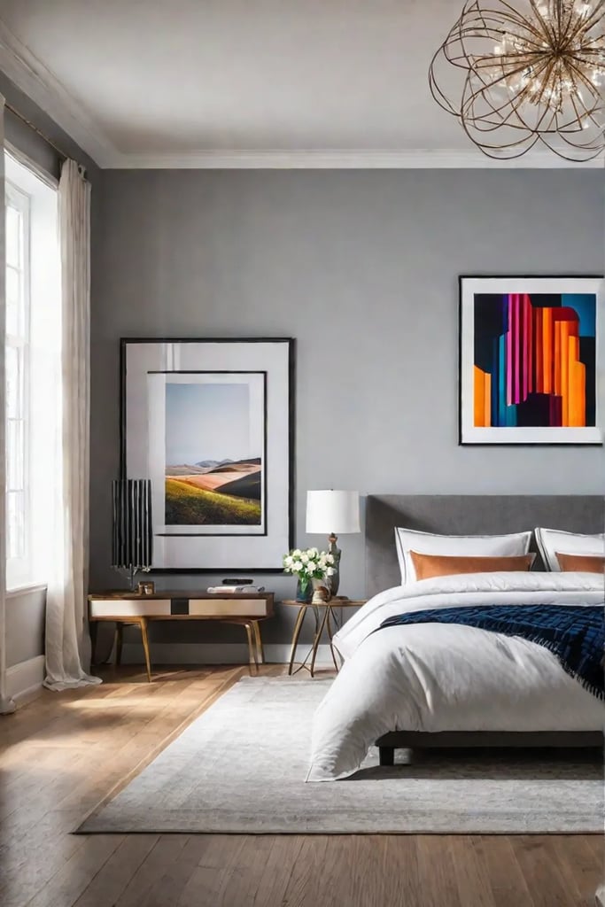 Modern bedroom with bold and artistic accents