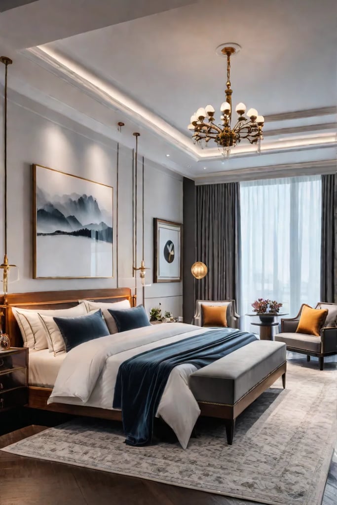 Modern bedroom with cozy ambiance