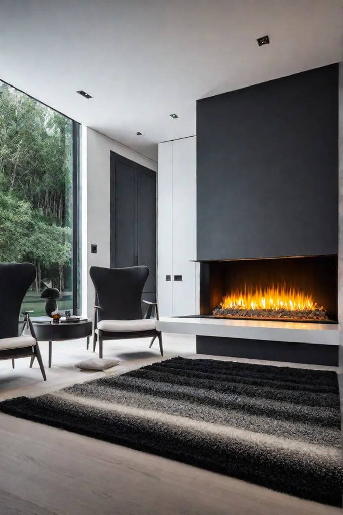 Modern bedroom with fireplace and cozy atmosphere