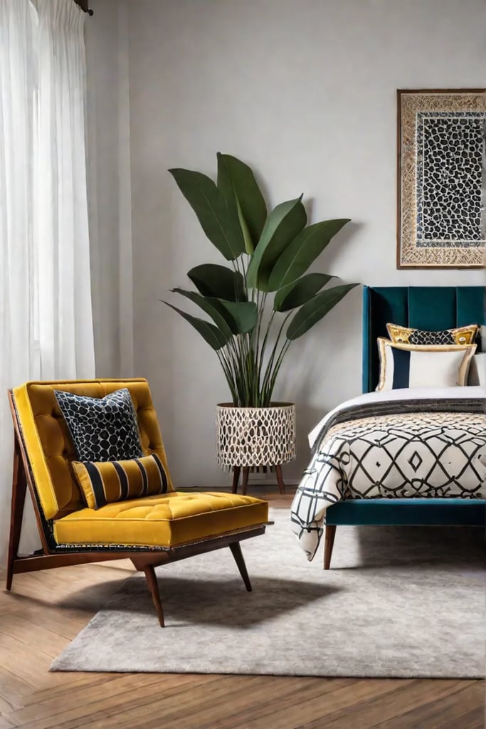 Modern bedroom with midcentury modern decor