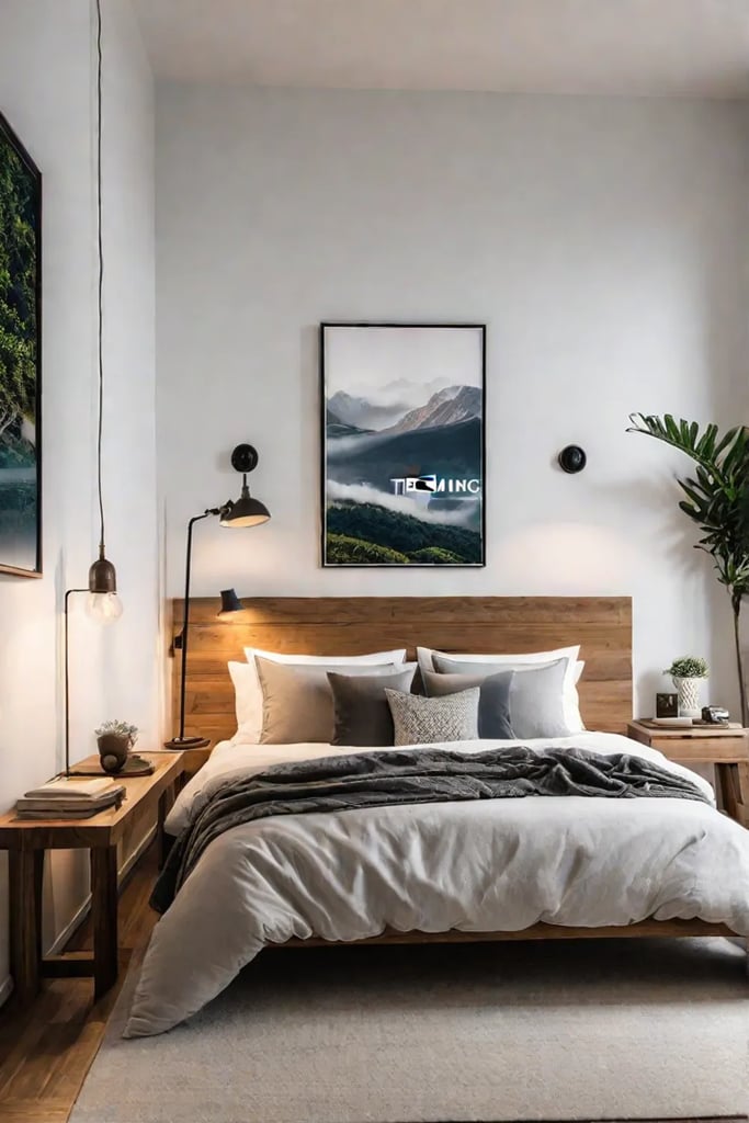 Modern bedroom with neutral colors and reading nook