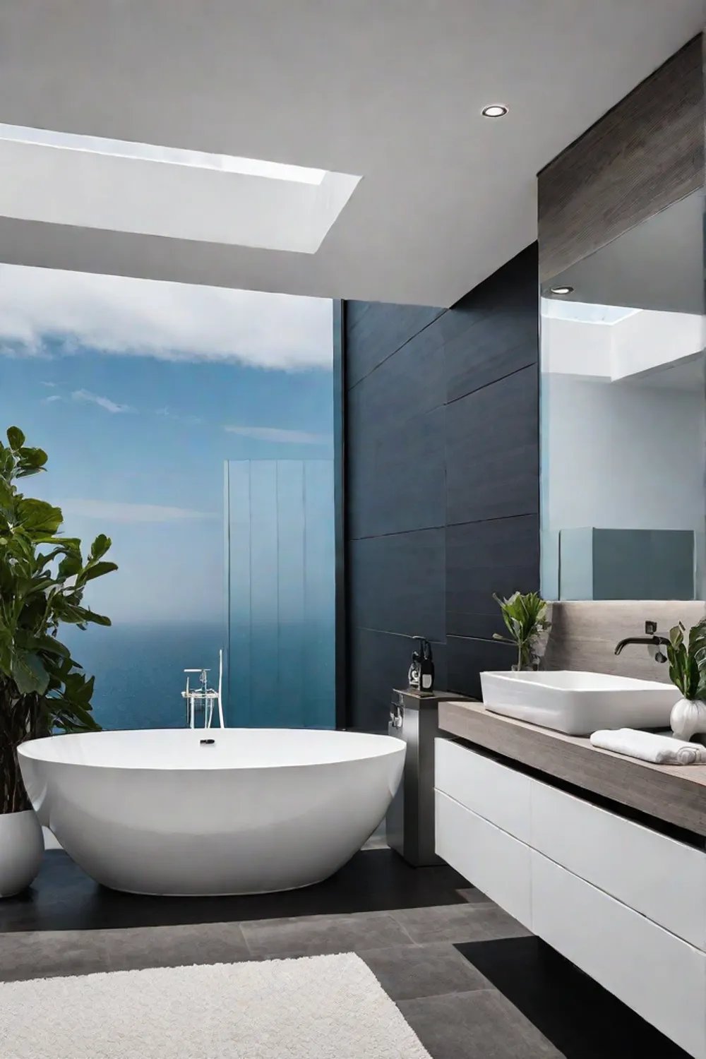 Modern minimalist bathroom with natural elements