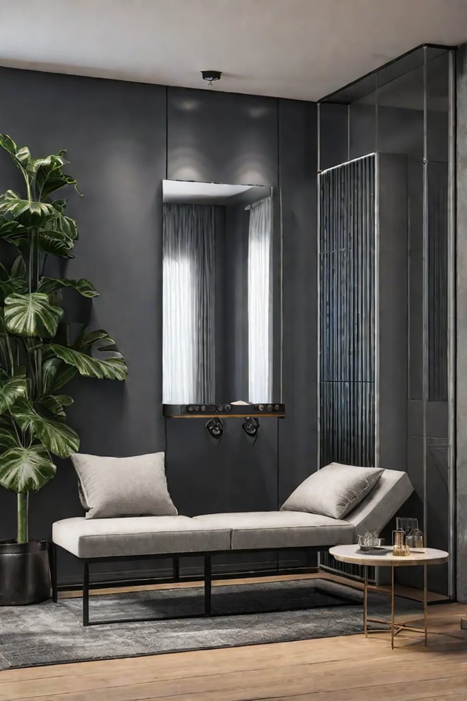 Multifunctional bedroom space combines a reading nook and gym