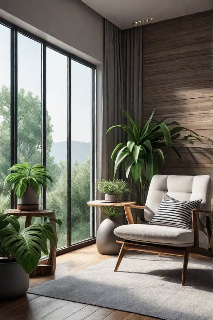 Natureinspired reading nook with a view of greenery