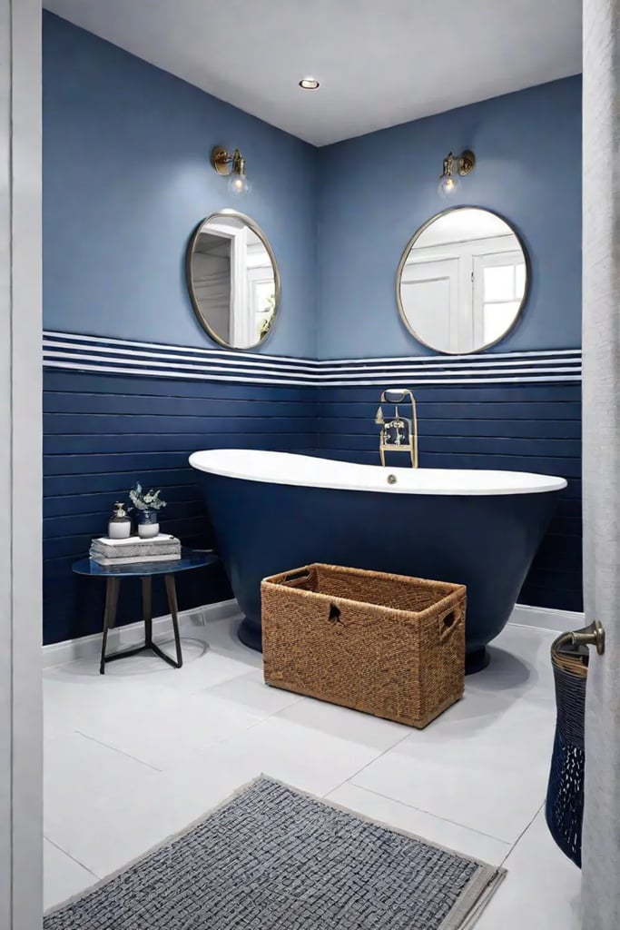 Nautical bathroom with inviting lighting