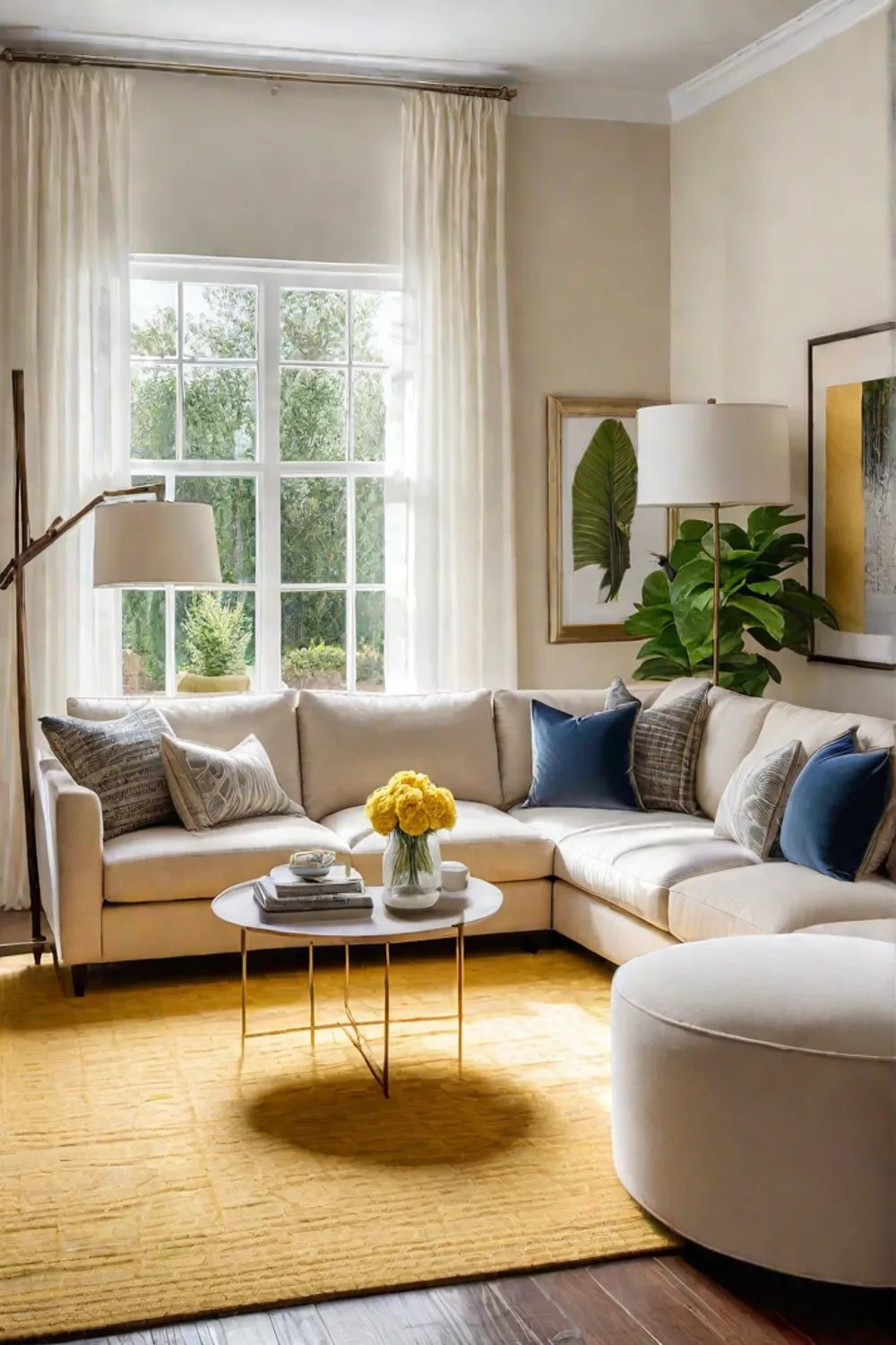 Northfacing living room with warm neutrals