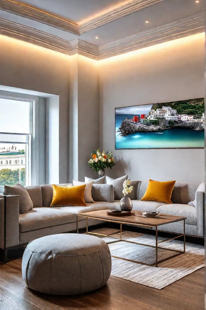 Personalized living room with unique decor and artwork