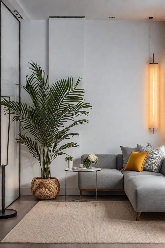 Reading nook with task lighting from a floor lamp and ambient lighting