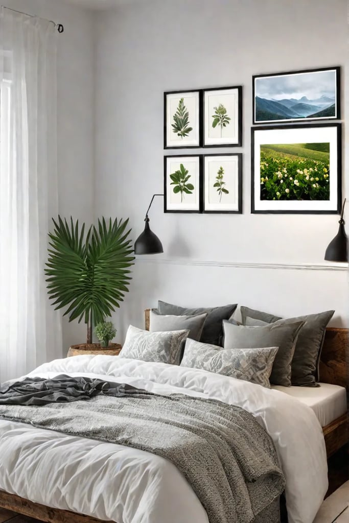 Rustic bedroom with gallery wall