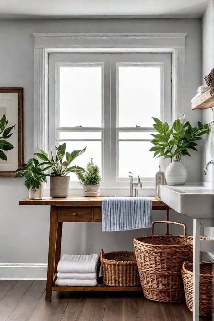 Rustic laundry room with white shiplap and repurposed washboard