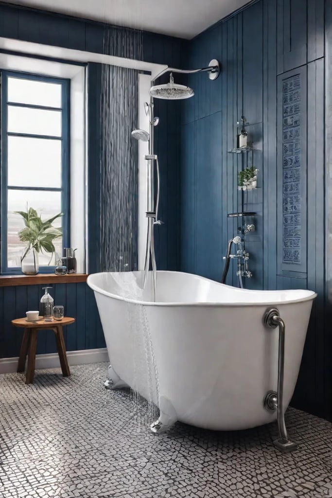 Safe and accessible bathroom with nonslip surfaces