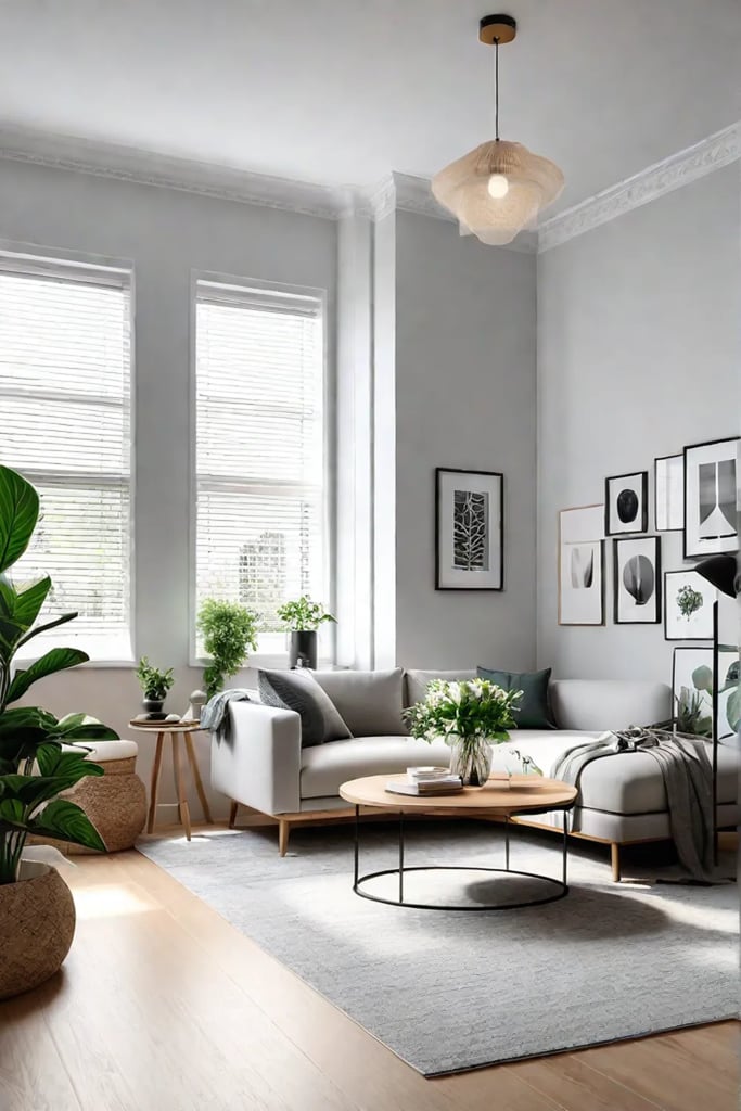 Scandinavian living room with natural light and minimalist design