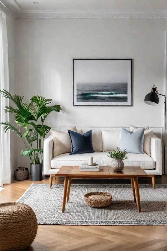 Scandinavian design in a small living room with natural light