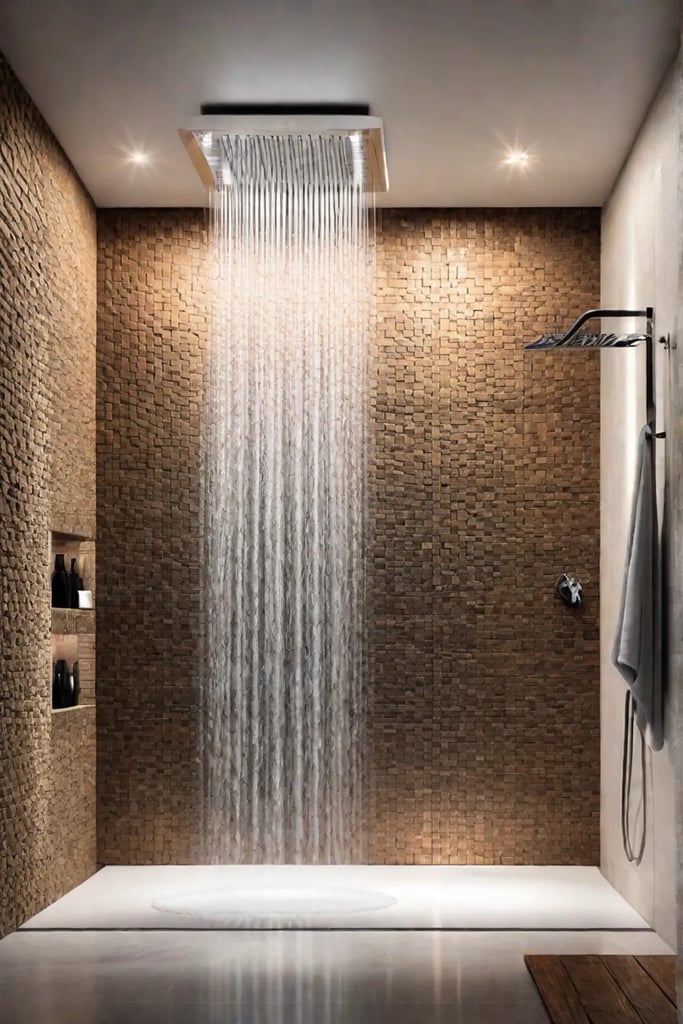 Shower with builtin towel warmer for added comfort