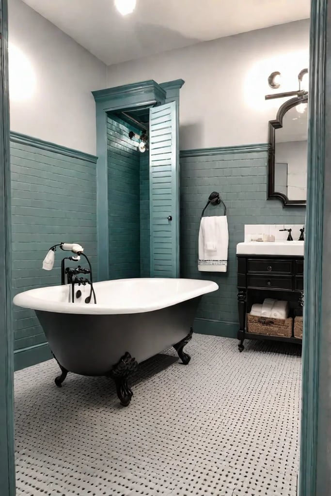 Small bathroom blending modern and traditional elements
