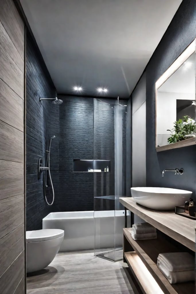 Small bathroom with contemporary design and smart features