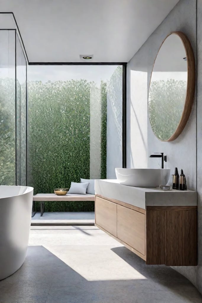 Small bathroom with corner sink and large window