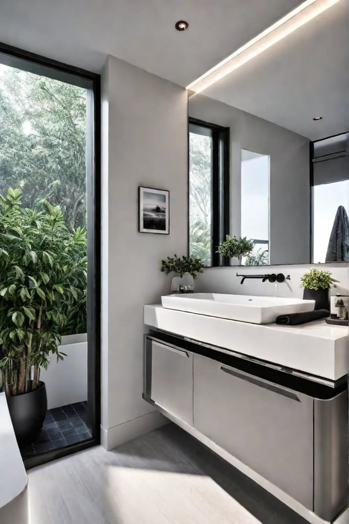 Small bathroom with dualpurpose furnishings